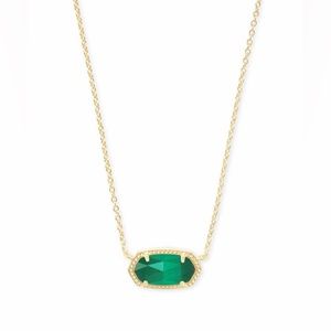 NWOT Kendra Scott Elisa Gold Pendant Necklace in Emerald Cat's Eye